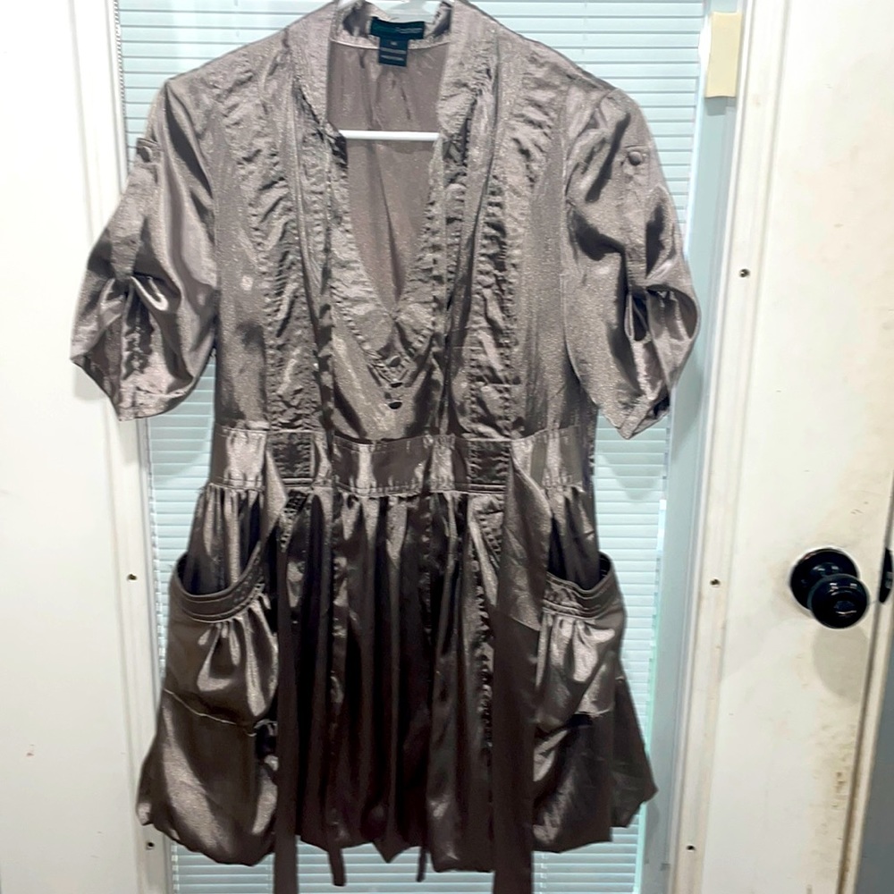 Satin balloon dress/ tunic with large pockets.